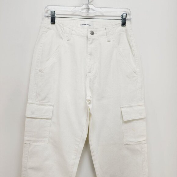 Albina Dotti cargo jeans Womens 2/R White  With Green Back Pockets - Picture 6 of 12